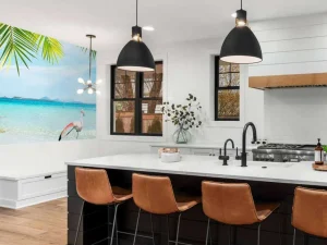 New Flamingo op Tropisch Strand fotobehang Dieren