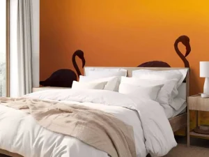 Clearance Flamingo's bij zonsondergang fotobehang Dieren