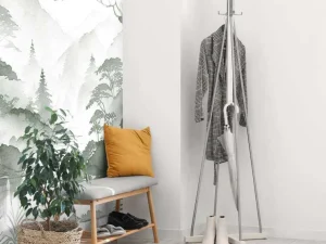 Fashion Fotobehang - Bergmeer in Nevelige Inkt, groen Landschappen