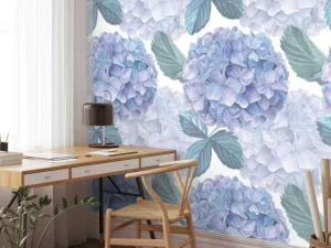 Discount Fotobehang - Dauwdruppel Hortensia's Bloemen