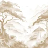 Online Fotobehang - Mistige Bergvallei, taupe Landschappen