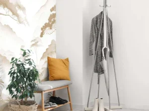 Online Fotobehang - Mistige Bergvallei, taupe Landschappen