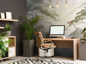 Discount Fotobehang - Mistige Bergvallei, groen Landschappen