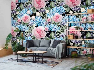 Best Fotobehang - Nachtelijke Rozen Wals Bloemen