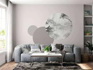 New Fotobehang - Nevelig Oosters Paviljoen Landschappen