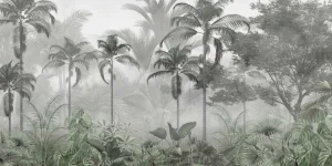 New Fotobehang - Nevelig Palmbos Kinderkamer | Natuur