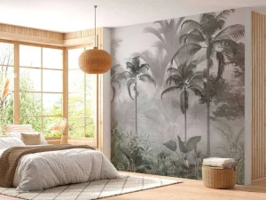 New Fotobehang - Nevelig Palmbos Kinderkamer | Natuur