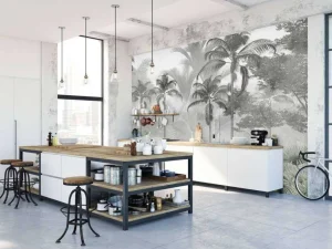 New Fotobehang - Nevelig Palmbos Kinderkamer | Natuur
