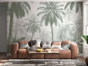 Outlet Fotobehang - Nevelige Palmwoud, groen Landschappen