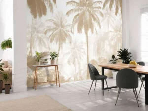 Fashion Fotobehang - Nevelige Palmwoud, taupe Landschappen