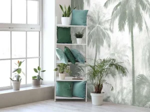 Outlet Fotobehang - Nevelige Palmwoud, groen Landschappen