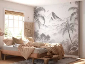 Clearance Fotobehang - Ochtendgloren op Vulkanisch Eiland Landschappen