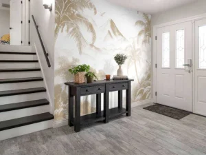Best Fotobehang - Ochtendgloren op Vulkanisch Eiland, taupe Landschappen