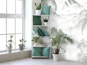 Discount Fotobehang - Ochtendgloren op Vulkanisch Eiland, groen Landschappen