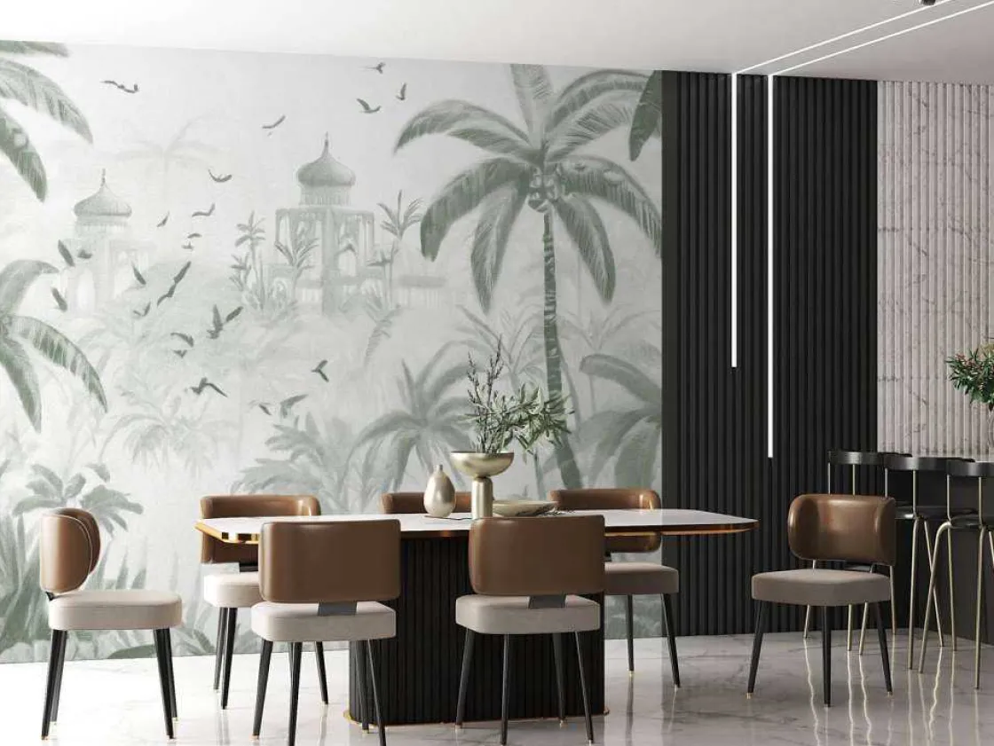 fotobehang__oosterse_tuin_3-1.webp Discount Fotobehang - Oosterse Tuin bij Dageraad, groen Landschappen