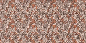 Fashion Fotobehang - Terracotta Botanische Lijnen Bloemen