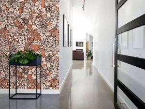 Fashion Fotobehang - Terracotta Botanische Lijnen Bloemen