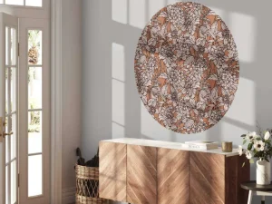 Fashion Fotobehang - Terracotta Botanische Lijnen Bloemen