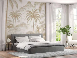 Outlet Fotobehang - Tropische Bergoase, taupe Landschappen