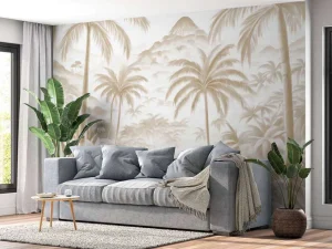 Outlet Fotobehang - Tropische Bergoase, taupe Landschappen