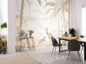 New Fotobehang - Verborgen Jungle met Ibis, taupe Landschappen