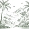 Hot Fotobehang - Vredige Palmbaai, groen Landschappen