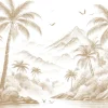 Sale Fotobehang - Vredige Palmbaai, taupe Landschappen