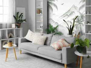 Hot Fotobehang - Vredige Palmbaai, groen Landschappen