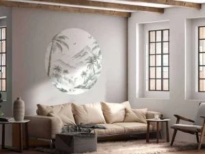 Hot Fotobehang - Vredige Palmbaai, groen Landschappen