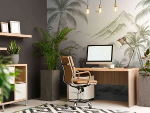 Hot Fotobehang - Vredige Palmbaai, groen Landschappen