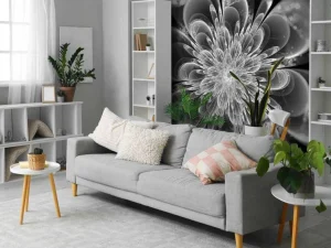 Sale Fractal bloem in zwart-wit fotobehang Bloemen