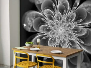Sale Fractal bloem in zwart-wit fotobehang Bloemen