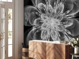 Sale Fractal bloem in zwart-wit fotobehang Bloemen