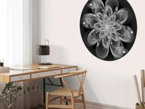 Sale Fractal bloem in zwart-wit fotobehang Bloemen