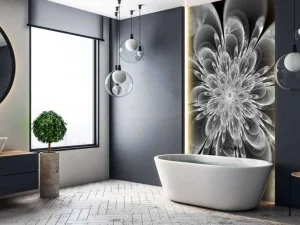 Sale Fractal bloem in zwart-wit fotobehang Bloemen
