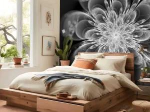 Sale Fractal bloem in zwart-wit fotobehang Bloemen