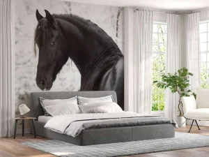 Outlet Fries Paard in de sneeuw fotobehang Kinderkamer | Dieren