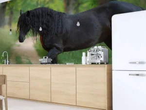 New Fries Paard op een Zandweg fotobehang Dieren