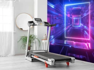 Outlet Futuristisch neon verlichte tunnel fotobehang Computerkamer | 3d