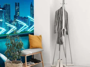 New Futuristische snelweg langs een grote stad fotobehang Tienerkamer | Architectuur