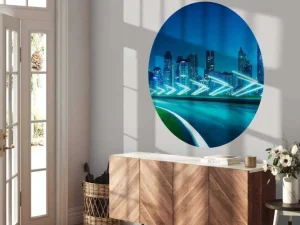 New Futuristische snelweg langs een grote stad fotobehang Tienerkamer | Architectuur