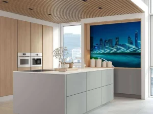 New Futuristische snelweg langs een grote stad fotobehang Tienerkamer | Architectuur