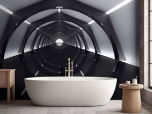 Clearance Futuristische tunnel met reflecterende vloer fotobehang Tienerkamer | 3d