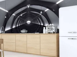 Clearance Futuristische tunnel met reflecterende vloer fotobehang Tienerkamer | 3d