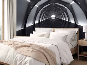 Clearance Futuristische tunnel met reflecterende vloer fotobehang Tienerkamer | 3d