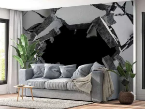 Discount Gebarsten betonnen muur fotobehang Tienerkamer | 3d