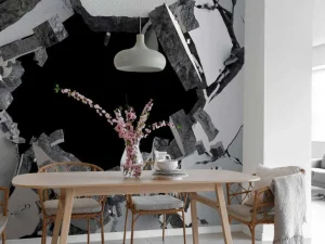 Discount Gebarsten betonnen muur fotobehang Tienerkamer | 3d
