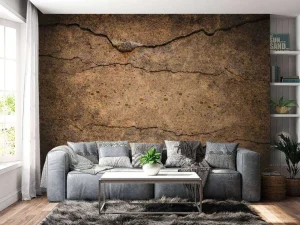 Sale Gebroken bruin cement fotobehang Oppervlakten