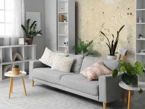 New Geel cement fotobehang Gang | Oppervlakten