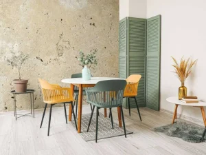 New Geel cement fotobehang Gang | Oppervlakten